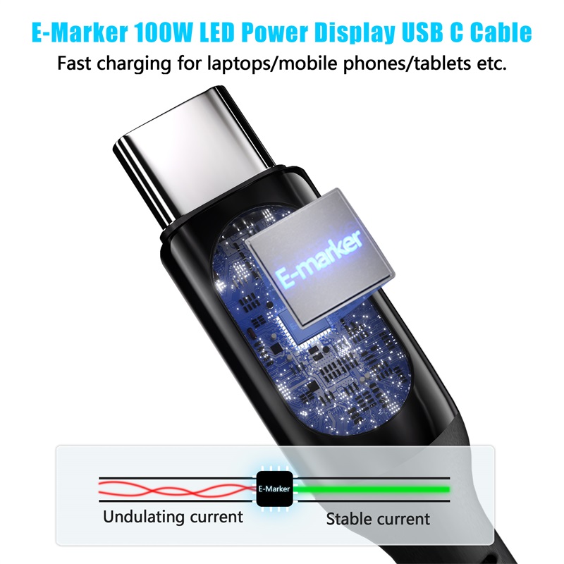 Bikkon 100W USB-C To USB-C Charging Cable With LED Display