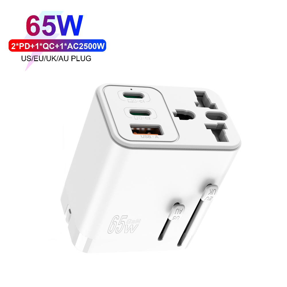 Bikkon 3 Ports 65W GaN Charger Travel Adaptor