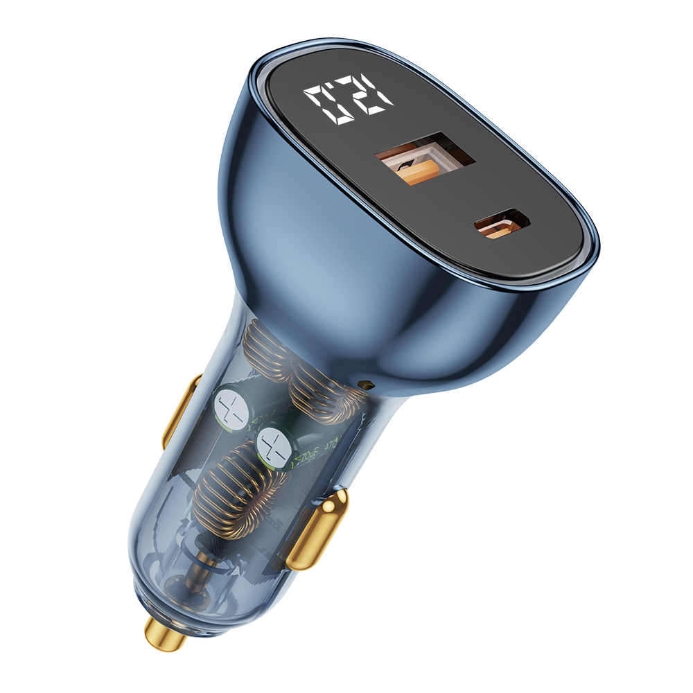 Bikkon 130W USB-A + Type-C Car Charger With LED Display