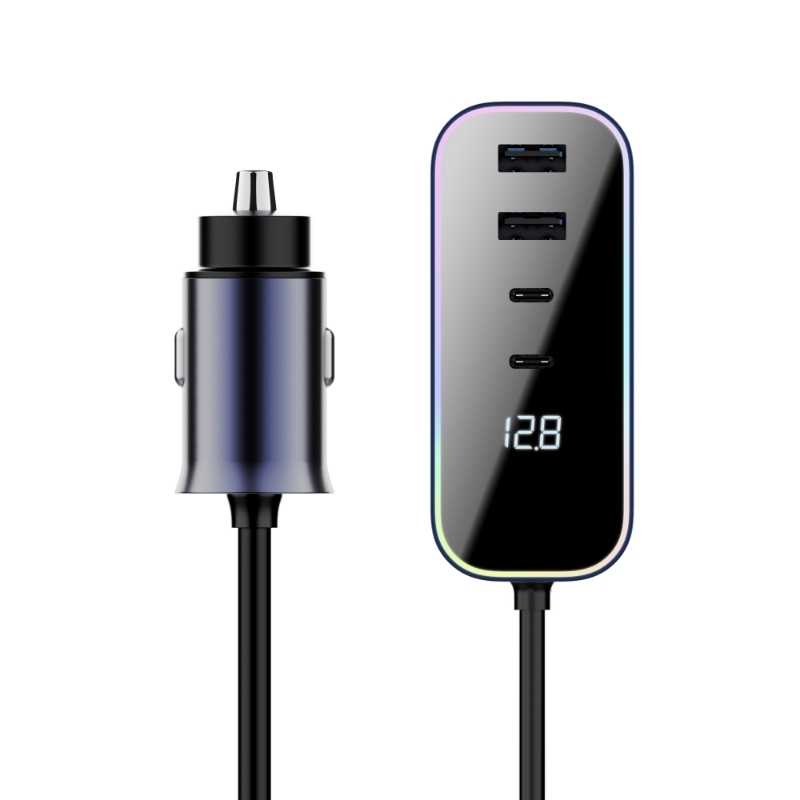 Bikkon 155W Multi-Port Fast Charging Car Charger USB PD 1.5m Extension Cable