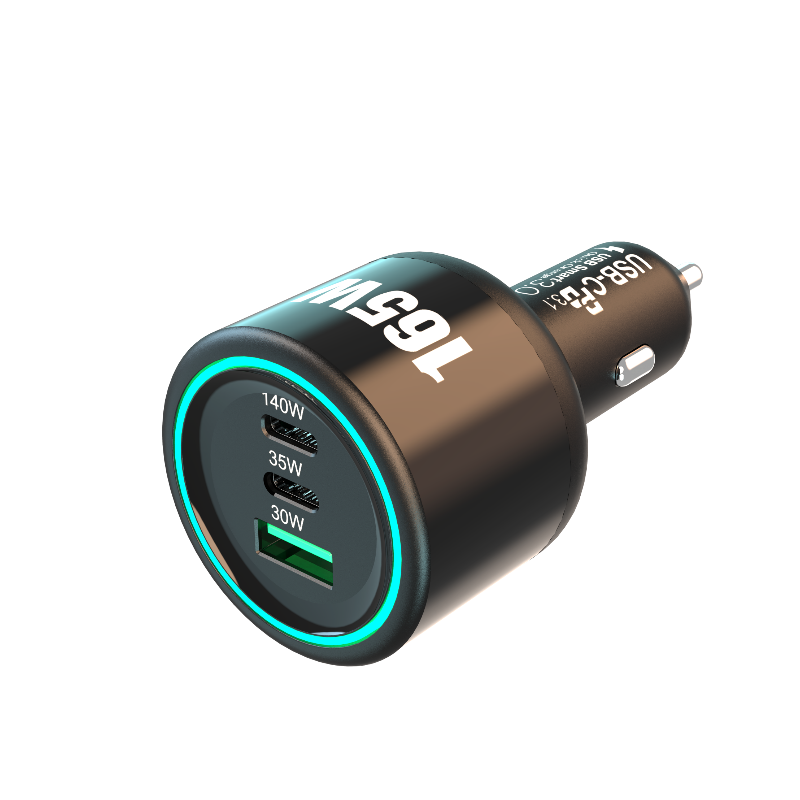 Bikkon 165W PD3.1 3 Ports Car Charger For Laptop