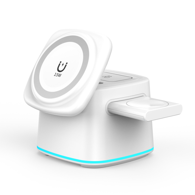 Bikkon 4-in-1 15W Charging Stand Magnetic Wireless Charger With LED Light