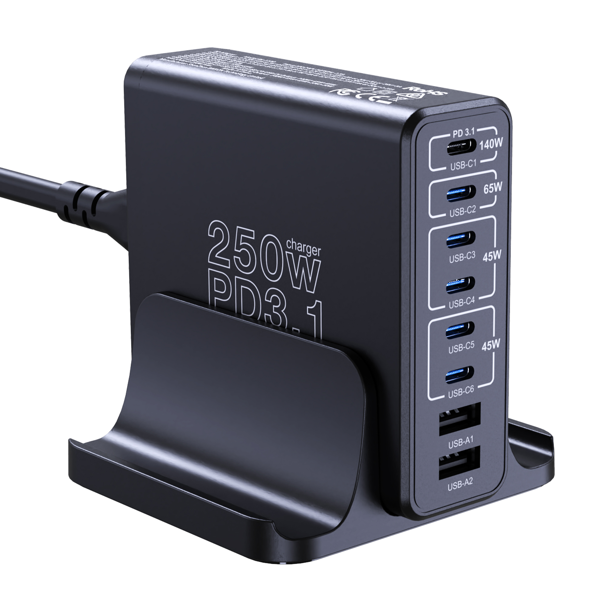 Bikkon 250W PD3.1 8 Ports 6C2A Desktop Charging Station